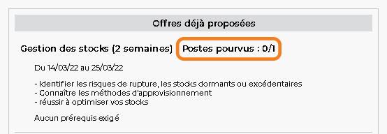 Saisir une offre de stage