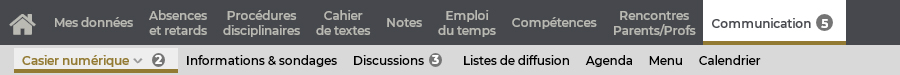 Onglet Communication > Casier numérique