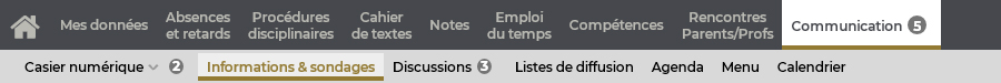 Onglet Communication > Informations & sondages