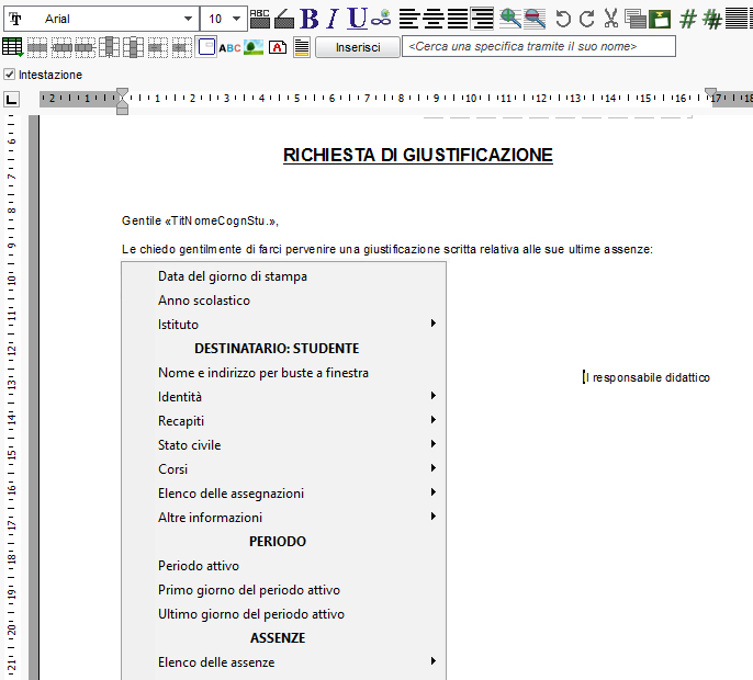 Lettera di desiderata modello